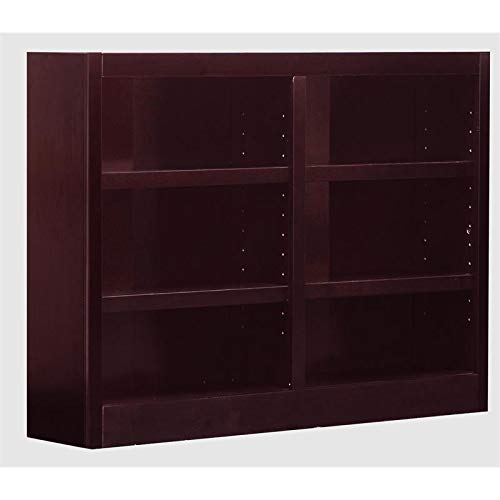 BOWERY HILL Traditional 36" Tall 6-Shelf Double Wide Wood Bookcase in Cherry