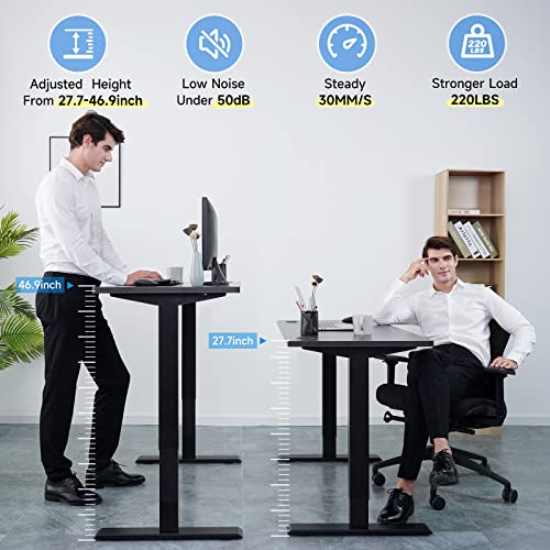 Soohow Electric Standing Desk 48 x 24 Inches Adjustable Height Desk, Dual Motor Stand Up Computer Desk, Walnut Tabletop (120 x 60 cm), Black Frame for Home Office