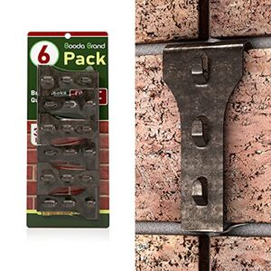 brick hook clips (6 pack) for hanging outdoors, brick hangers fits queen size brick 2-1/2" to 2-3/4" in height, heavy duty brick wall clips siding hooks for hanging no drill and nails