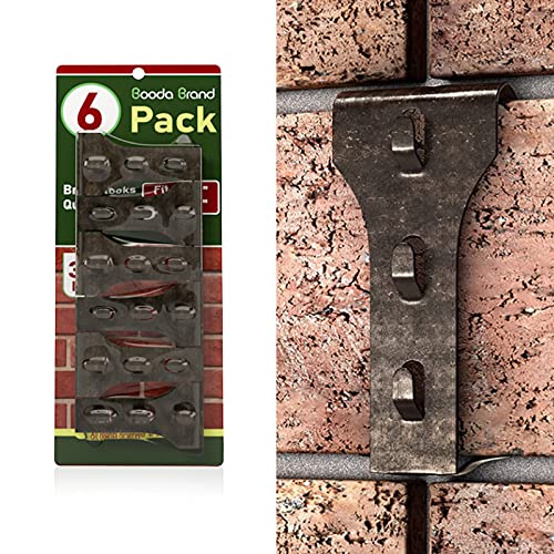 Brick Hook Clips (6 Pack) for Hanging Outdoors, Brick Hangers Fits Queen Size Brick 2-1/2" to 2-3/4" in Height, Heavy Duty Brick Wall Clips Siding Hooks for Hanging No Drill and Nails