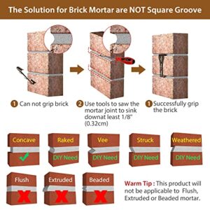 Brick Hook Clips (6 Pack) for Hanging Outdoors, Brick Hangers Fits Queen Size Brick 2-1/2" to 2-3/4" in Height, Heavy Duty Brick Wall Clips Siding Hooks for Hanging No Drill and Nails