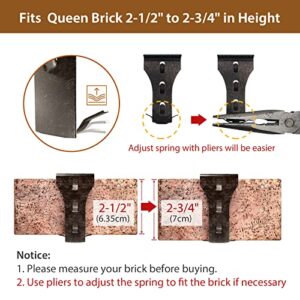 Brick Hook Clips (6 Pack) for Hanging Outdoors, Brick Hangers Fits Queen Size Brick 2-1/2" to 2-3/4" in Height, Heavy Duty Brick Wall Clips Siding Hooks for Hanging No Drill and Nails