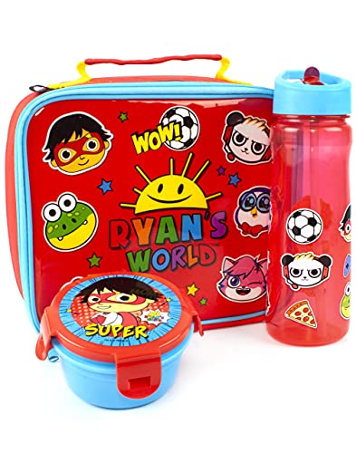 Ryans World Lunch Box 3 Piece Set Bag, Water Bottle & Snack Pot One Size, Red