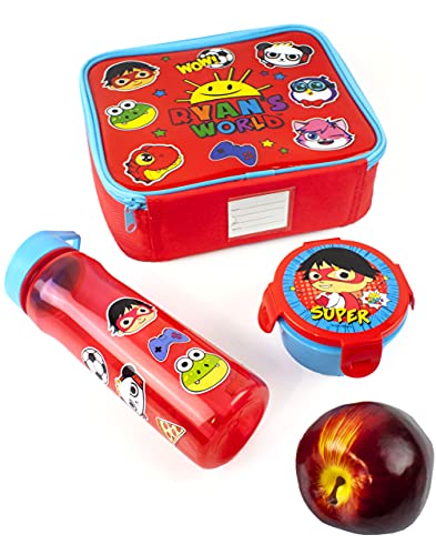 Ryans World Lunch Box 3 Piece Set Bag, Water Bottle & Snack Pot One Size, Red