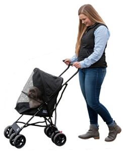 pet gear travel lite plus stroller, compact, easy fold, no assembly required, large wheels for cats and dogs up to 15 pounds, 3 colors