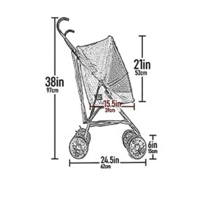 Pet Gear Travel Lite Plus Stroller, Compact, Easy Fold, No Assembly Required, Large Wheels for Cats and Dogs up to 15 pounds, 3 Colors