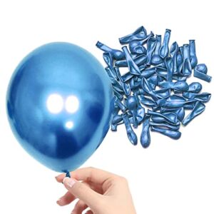 metallic chrom blue party balloons 50 pcs 5 inches latex balloons for birthday arty (blue)