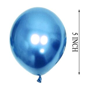 Metallic Chrom Blue Party Balloons 50 PCS 5 Inches Latex Balloons for Birthday arty (Blue)