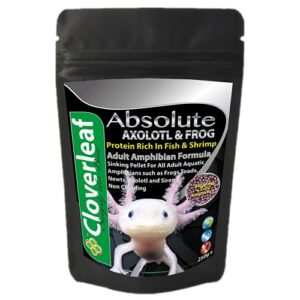 cloverleaf absolute adult axolotl & frog 49% high protein sinking pellets food 250g