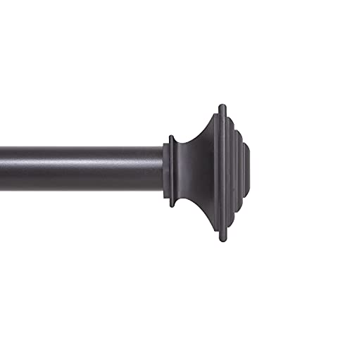 Interior Living 36-66 in. Adjustable Step Square End Curtain Rod, 1 in. Diameter, Black