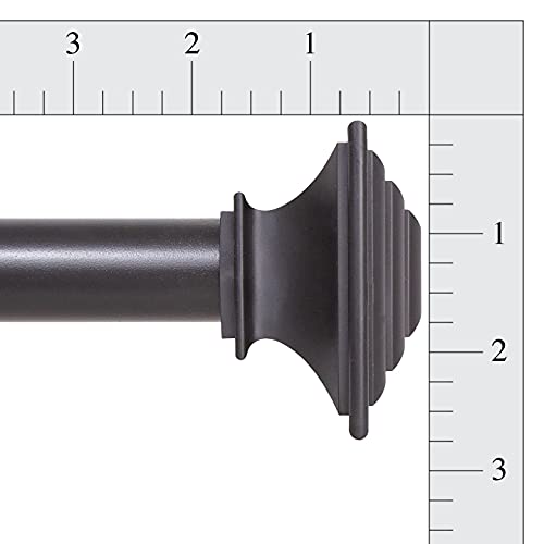 Interior Living 36-66 in. Adjustable Step Square End Curtain Rod, 1 in. Diameter, Black