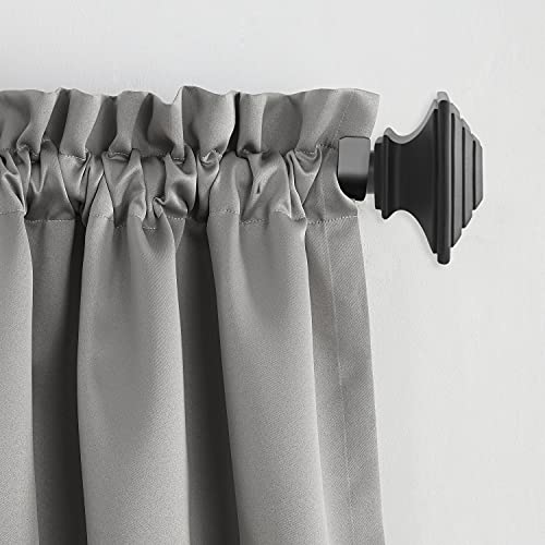 Interior Living 36-66 in. Adjustable Step Square End Curtain Rod, 1 in. Diameter, Black