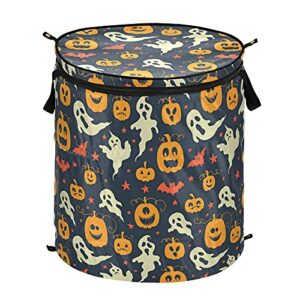 halloween ghost pumpkin pop up laundry hamper with lid foldable storage basket collapsible laundry bag for apartment travel picnics