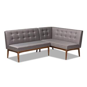 allora modern 2-piece wood dining corner sofa bench in gray