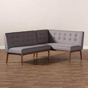 Allora Modern 2-Piece Wood Dining Corner Sofa Bench in Gray