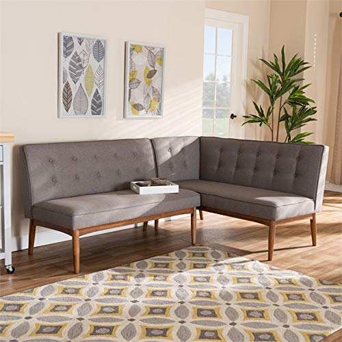 Allora Modern 2-Piece Wood Dining Corner Sofa Bench in Gray