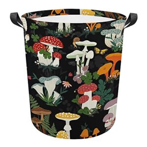renjundun laundry basket mushroom garden foldable laundry hamper with handles collapsible laundry bucket for toy clothes book, 17.3in h x 16.5ind