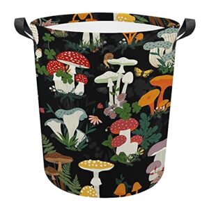 RENJUNDUN Laundry Basket Mushroom Garden Foldable Laundry Hamper with Handles Collapsible Laundry Bucket for Toy Clothes Book, 17.3In H x 16.5InD