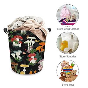 RENJUNDUN Laundry Basket Mushroom Garden Foldable Laundry Hamper with Handles Collapsible Laundry Bucket for Toy Clothes Book, 17.3In H x 16.5InD