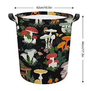 RENJUNDUN Laundry Basket Mushroom Garden Foldable Laundry Hamper with Handles Collapsible Laundry Bucket for Toy Clothes Book, 17.3In H x 16.5InD