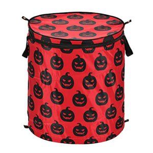 happy halloween skull pop up laundry hamper with lid foldable storage basket collapsible laundry bag for camping picnics bathroom