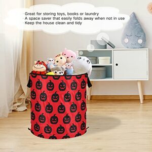 Happy Halloween Skull Pop Up Laundry Hamper with Lid Foldable Storage Basket Collapsible Laundry Bag for Camping Picnics Bathroom