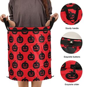 Happy Halloween Skull Pop Up Laundry Hamper with Lid Foldable Storage Basket Collapsible Laundry Bag for Camping Picnics Bathroom