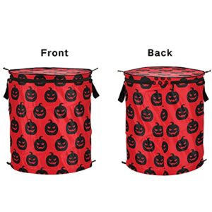 Happy Halloween Skull Pop Up Laundry Hamper with Lid Foldable Storage Basket Collapsible Laundry Bag for Camping Picnics Bathroom