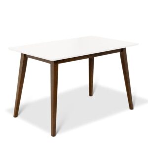 allora 47" mid-century modern universal top rectangle modern wood dining table for kitchen, dining room in walnut and white