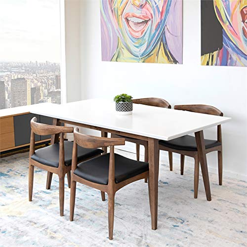 Allora 47" Mid-Century Modern Universal Top Rectangle Modern Wood Dining Table for Kitchen, Dining Room in Walnut and White