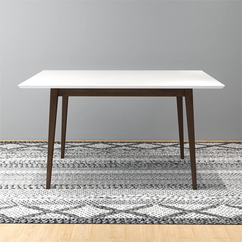 Allora 47" Mid-Century Modern Universal Top Rectangle Modern Wood Dining Table for Kitchen, Dining Room in Walnut and White
