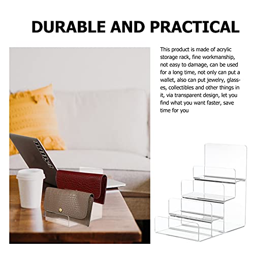 DOITOOL 4- Tier Handbag Purse Riser Display Shelf, Clear Acrylic Wallet Display Stand Holder, Jewelry Display Riser Shelf for Display Or Collection