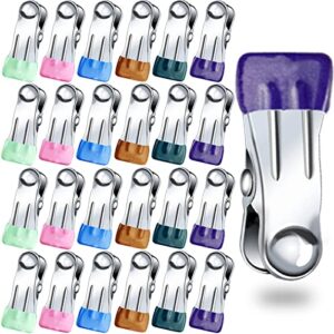 30 pack heavy duty metal clothes pins for laundry clips,multipurpose colored stainless steel clothespins for beach towel,sock,pool cover,utility clips drying pegs clamp for outdoor clothesline hanging