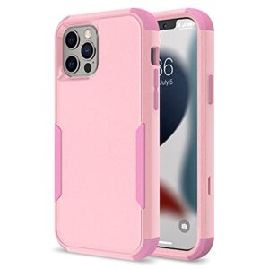 tksafy case designed for iphone 13 pro max, heavy duty shockproof protective three layers phone bumper cover with full body rubber armor bumper dropproof protection for iphone 13 pro max, pink