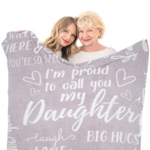 easyfluffy daughter fleece blanket from mom or dad – pure fleece throw blankets – versatile outside light throw blankets – to my daughter fleece blanket – inspirational message, 50" x 60" (lilac)