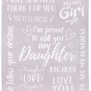 EasyFluffy Daughter Fleece Blanket from Mom or Dad – Pure Fleece Throw Blankets – Versatile Outside Light Throw Blankets – to My Daughter Fleece Blanket – Inspirational Message, 50" x 60" (Lilac)