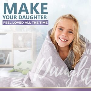 EasyFluffy Daughter Fleece Blanket from Mom or Dad – Pure Fleece Throw Blankets – Versatile Outside Light Throw Blankets – to My Daughter Fleece Blanket – Inspirational Message, 50" x 60" (Lilac)