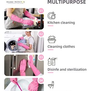 PACIFIC PPE 2 Pairs Reusable Waterproof Dishwashing Cleaning Rubber Gloves, Non-slip, Kitchen Gloves, Small