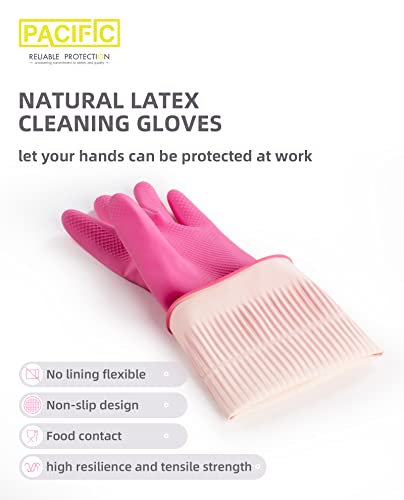 PACIFIC PPE 2 Pairs Reusable Waterproof Dishwashing Cleaning Rubber Gloves, Non-slip, Kitchen Gloves, Small