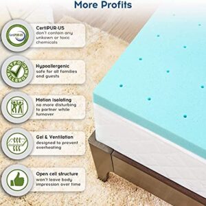 Memory Foam 2 Inch Twin XL Mattress Topper Bed Topper for College Dorm, Gel Soft Foam Mattress Pad, Single XL Gel Infused Mattress Foam Topper Bed Mattress Pad for Pressure Relieving