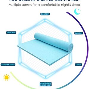 Memory Foam 2 Inch Twin XL Mattress Topper Bed Topper for College Dorm, Gel Soft Foam Mattress Pad, Single XL Gel Infused Mattress Foam Topper Bed Mattress Pad for Pressure Relieving