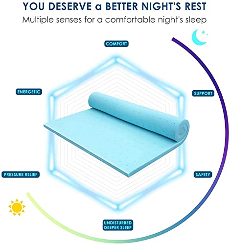 Memory Foam 2 Inch Twin XL Mattress Topper Bed Topper for College Dorm, Gel Soft Foam Mattress Pad, Single XL Gel Infused Mattress Foam Topper Bed Mattress Pad for Pressure Relieving