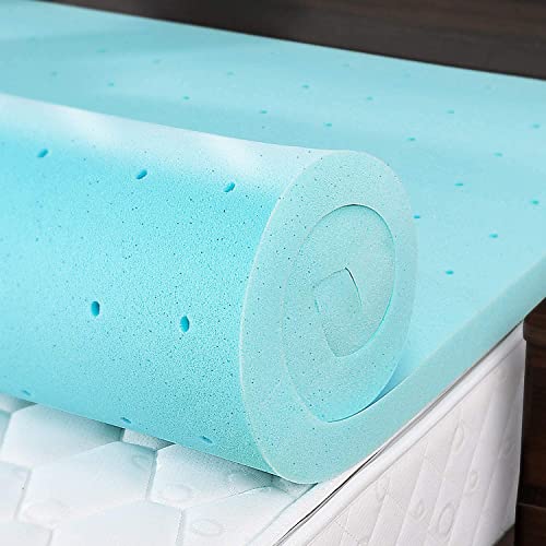 Memory Foam 2 Inch Twin XL Mattress Topper Bed Topper for College Dorm, Gel Soft Foam Mattress Pad, Single XL Gel Infused Mattress Foam Topper Bed Mattress Pad for Pressure Relieving