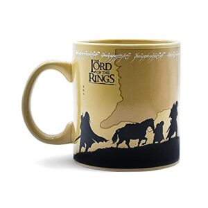 the lord of the rings fellowship ceramic coffee mug, oversized large cup | novelty drinkware for home kitchen, houseware essentials | the hobbit gifts and collectibles | holds 20 ounces