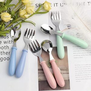 6 Pieces Toddler Forks Baby Forks for Self Feeding, Kids Forks with Round Handle, Stainless Steel Toddler Utensils Children's Safe Silverware Set BPA Free, Dishwasher Safe