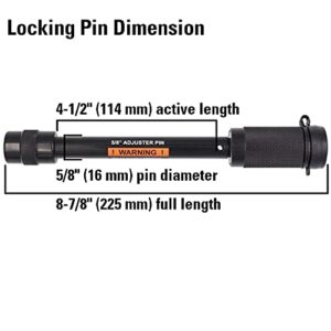 TowWorks 79831 Keyed Unique 5/8" Trailer Hitch Lock with Extra Long 4-1/2" Span, Double Safety Tow Hitch Locking Pin for 3" Receivers and Adjustable Channel Mounts