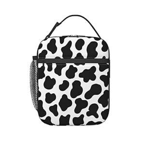 cow print portable lunch bag cooler bags insulated thermal lunch tote box for women men adults kids work travel picnic