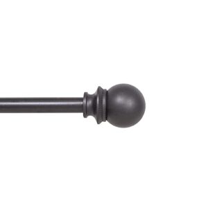 interior living 1/2" diameter adjustable ball end petite café curtain rod, 28-48", black, (az71763usrem)