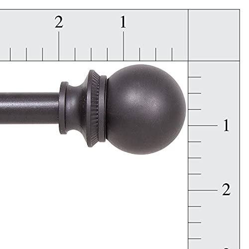 Interior Living 1/2" Diameter Adjustable Ball End Petite Café Curtain Rod, 28-48", Black, (AZ71763USREM)