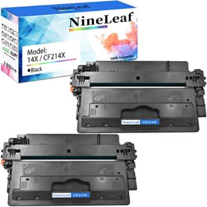 nineleaf high yield compatible for hp 14x cf214x toner cartridge use in laser jet enterprise 700 m712 m725 printer (2 pack black)